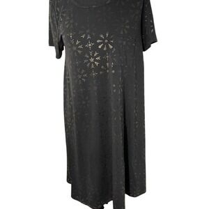 Black LuLaRoe Medium oversized t-shirt dress with floral geometric pattern